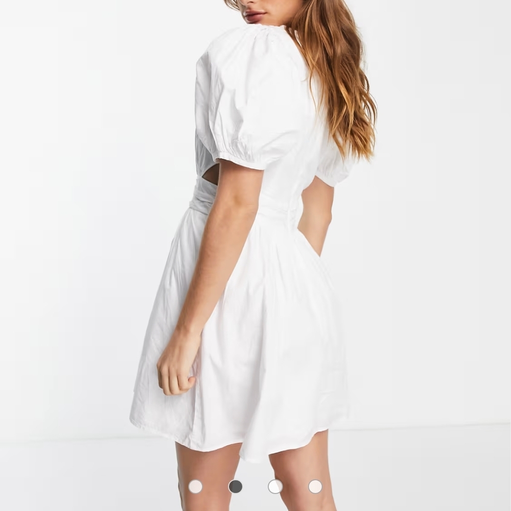 French Connection White Rhodes Cutout Poplin Mini Dress, Women's Size 4 - Picture 5 of 12